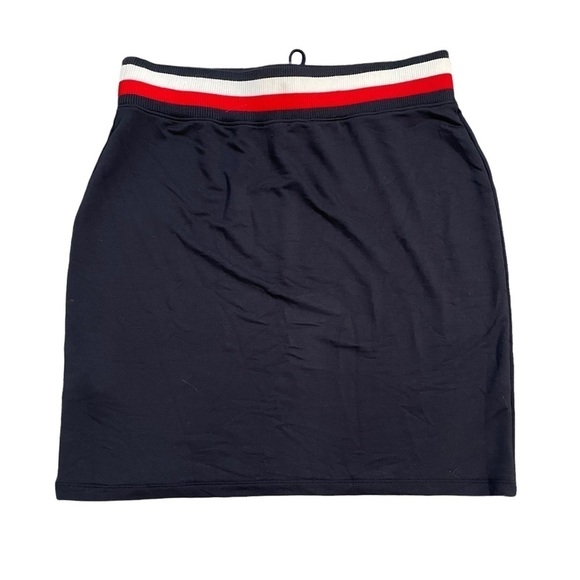 Tommy Hilfiger Navy Blue Knit Mini Skirt with Red and White Stripe Waistband. M - Picture 4 of 11